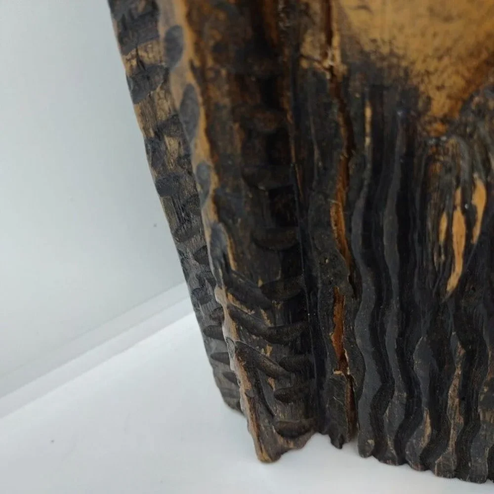 Jamaican ? MCM ? FolkArt Black Man Dreadlock Beard Mustache Tree Trunk Wood bust